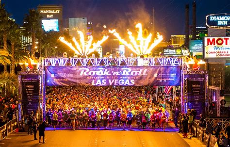 Rock and roll las vegas - Justin Kent won last year’s Rock N’ Roll Las Vegas half marathon in 1:04:38. John Borjesson came in second in 1:06:24, with Andy Wacker on his heels at 1:06:45. The fastest women’s finisher was Ellie Stevens who completed the half marathon in 1:17:53. She was followed by Danae Dracht ...